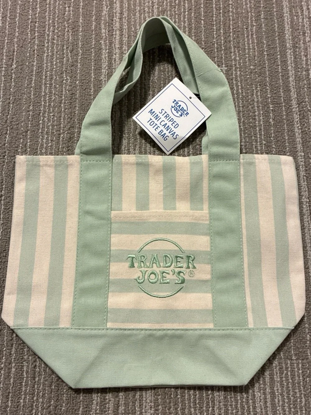 Trader Joe's Striped Mini Canvas Tote Bag